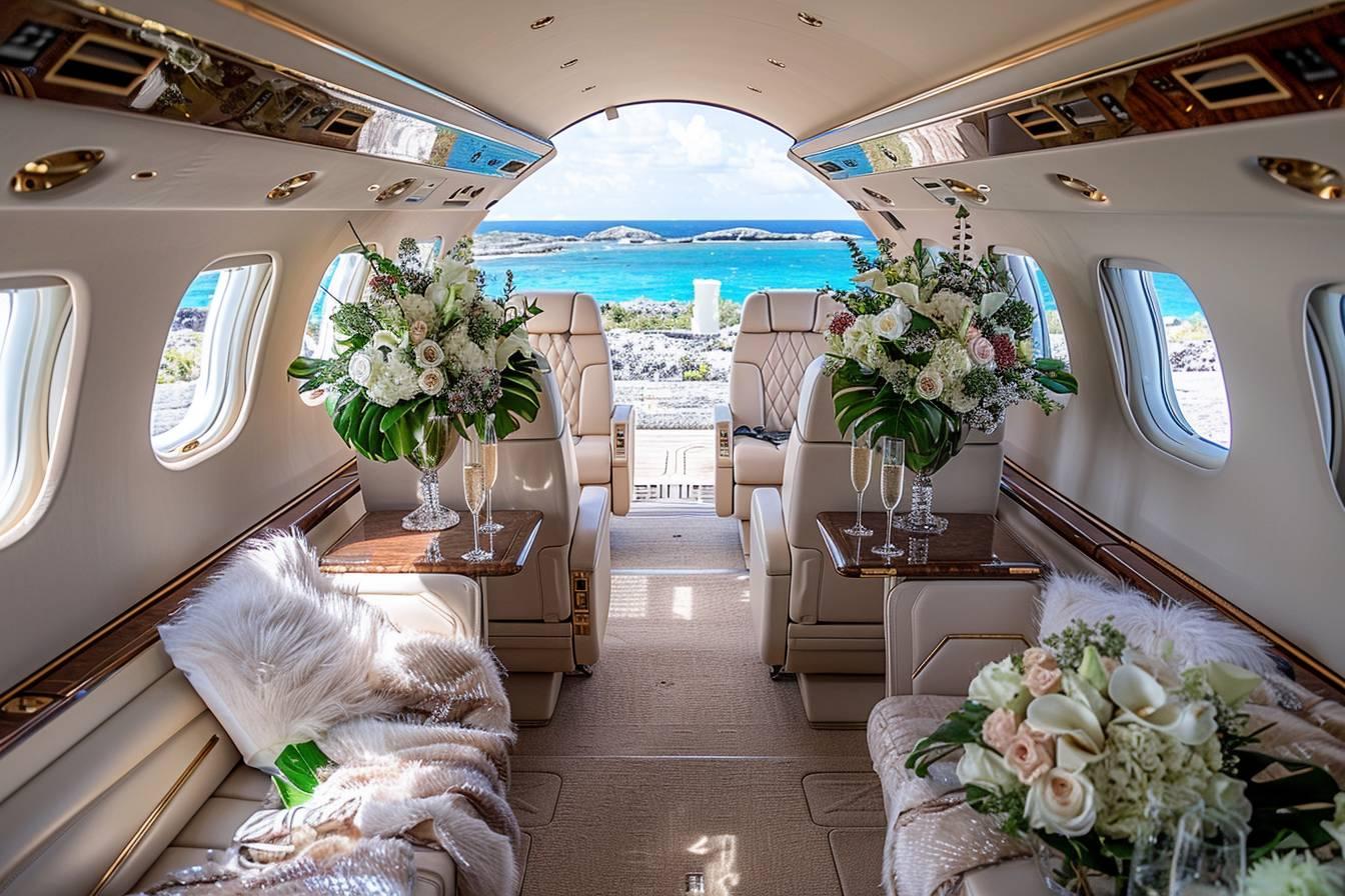 Mariage VIP à Moustique : affrètement d'un jet privé pour l'île